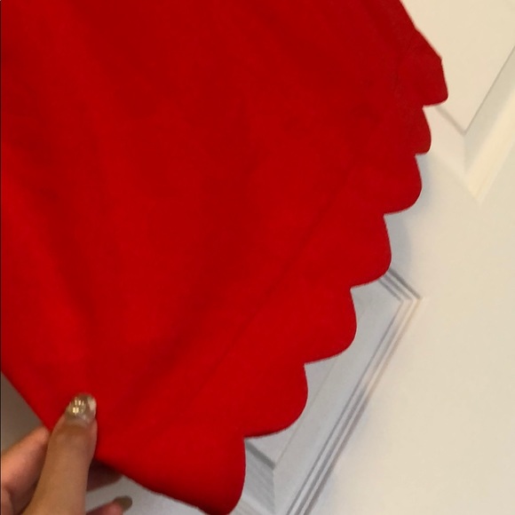 Never Worn Monteau Red Scalloped Edge Blouse - Picture 5 of 5